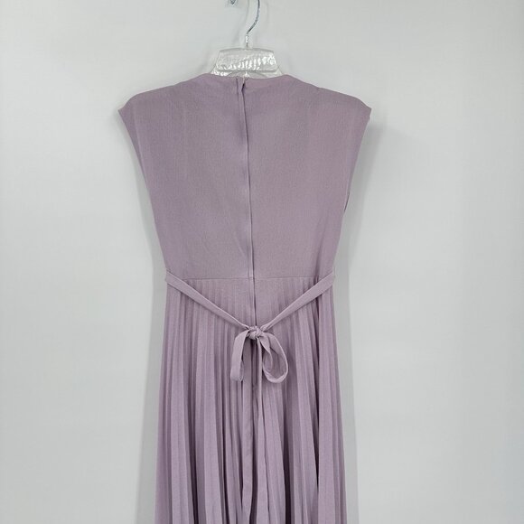 vintage 70s FORMAL MAXI DRESS cowl neck sleeveless knife pleat polyester XS S - Picture 7 of 8